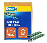 Rapid VR22 Galvanized Fence Hogrings with Green PET Coating, Suitable for 5-11 mm Netting Wire, Ideal for Securing Cages and Fencing, 1600 Pieces, Boxed (40108811)