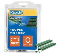 Rapid VR22 Galvanized Fence Hogrings with Green PET Coating, Suitable for 5-11 mm Netting Wire, Ideal for Securing Cages and Fencing, 1100 Pieces, Blister (40108807)