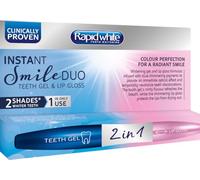 Rapid White Instant Smile Duo Teeth Whitening Gel & Lip Gloss |2 Shades Whiter in 1 Use | Neutralises Teeth Discoloration | Suitable for Sensitive Teeth | Lip Gloss Protect Lips Drying Out