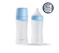 RapidBottle 2 Pack Glass Baby Bottles, 270ml (9oz) Blue - Nuby UK