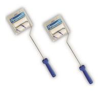 Rapide 2X Long Handle Mini Paint Roller Set 4 Inch Foam And Fabric Roller Refills