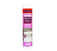 Rapide All Purpose Waterproof & Mould Resistant Silicone Sealant Window Door Frames Baths Sinks Gun Clear