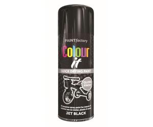 RAPIDE PF Colour It Spray Gloss Jet Black 400ML | Quick Drying High Performance Spray Paint | Multi-Surface Use on Metal, Plastic & Wood | Interior & Exterior Application