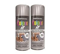 RAPIDE PF COLOUR IT Spray Primer Matt Grey 250ml | Paint Factory Colour It - Quick Drying Primer for Mid-Dark Colored Top Coats | Ideal for Metal, Plastic, and Wood | Interior & Exterior Use (2)