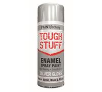 RAPIDE PF Tough Stuff Enamel Silver Gloss 400ML - Extremely Hard-Wearing Enamel Spray Paint | Tough Gloss Finish for Automotive, Engineering & Household Use | Metal, Wood & Plastic
