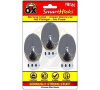 Rapide Products HE331P Small Oval Hooks, 30mm x 50mm, Chrome Effect Pack of 3, Multi-Colour