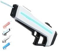 RapidJet Pro - Electric Pulse Water Gun, Automatic One-Button Refill, Electric Water Gun for Kids Adults, Battery-Powered Squirt Toy with Tank, 7 Kind of LED Light, Pool Garden Fun for Kids (White)