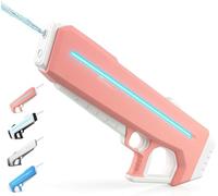RapidJet Pro - Electric Pulse Water Gun, Automatic One-Button Refill, Electric Water Gun for Kids Adults, Battery-Powered Squirt Toy with Tank, 7 Kind of LED Light, Pool Garden Fun for Kids (Pink)