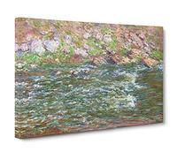 Rapids On The Petite Creuse By Claude Monet Canvas Print | Gallery Wrapped 30mm Frame Wall Art | 20x14 inches | Ready to Hang | Impressionist Picture | Living Room Bedroom Lounge Office