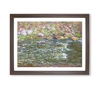 Rapids On The Petite Creuse By Claude Monet Classic Painting Framed Wall Art Print, Ready to Hang Picture for Living Room Bedroom Home Office Décor, Walnut A4 (34 x 25 cm)