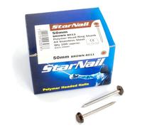 Rapierstar StarNail Polymer Plastic Headed Nails Ring-Shanked - 50mm, Brown