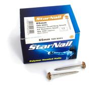 Rapierstar StarNail Polymer Plastic Headed Nails Ring-Shanked - 65mm, Tan