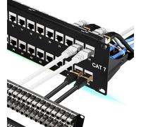 Rapink 48 Port Cat7 Patch Panel with Inline Keystone 10G Support, 19-Inch STP Shielded Coupler, 2U Network Patch Panel for Cat7, Cat6, Cat6A, Cat5e Cabling