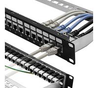 Rapink Patch Panel 24 Port Cat6A with Inline Keystone 10G Support, Coupler Patch Panel STP Shielded 19-Inch with Removable Back Bar, 1U Network Panel for Cat7, Cat6, Cat6A, Cat5e