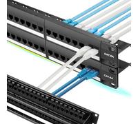 Rapink Patch Panel 48 Port Cat6A with Inline Keystone 10G Support, Pass-Thru Coupler UTP 19-Inch with Removable Back Bar, 1U Network Patch Panel for Cat6A,Cat6, Cat5e, Cat5 Cabling