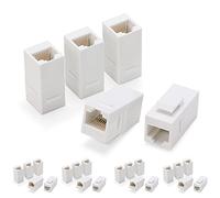Rapink RJ45 Coupler Inline Adapter Keystone, Female to Female Network Connector 25 Pack for Ethernet Cat6/Cat5e/Cat5 Cable Extender with Gold Plated White