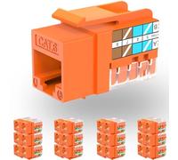 Rapink RJ45 Keystone Jack Cat6 10G Support, Keystone Jacks UTP 25 Pack for Wall Plate and Patch Panel, Rj45 Keystone 90 Degree Orange Color for Cat6, Cat5e, Cat5 Cabling