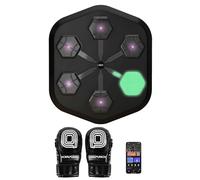 RAPLONC 2024 NEW Smart Music Boxing Machine with Premium Boxing Gloves, APP Support, Boxing Music Workout Machine Full LED Illuminated Buttons, Home Exercise Machine, Release Stress,Black