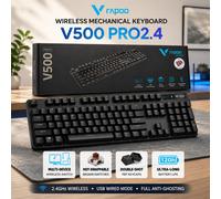 Rapoo Gaming Keyboard, 2.4GHz Wireless and Wired Modes, Mechanical Brown Switches, Conflict-Free Keys