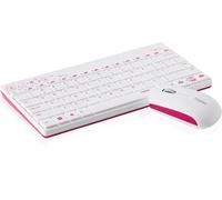Rapoo 8000 keyboard Mouse included RF Wireless QWERTY Portuguese Pink, White