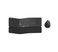 Rapoo 8810ME Keyboard Mouse Set Wireless Ergonomic - Bluetooth & 2.4G USB Wireless, Multi Device up to 3 Devices, Vertical Mouse, Split Keyboard with Wrist Rest, QWERTZ Layout German, Grey