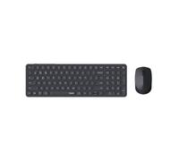 Rapoo 9710M Wireless Keyboard Mouse Set - Bluetooth & 2.4G USB Wireless, Multi Device up to 4 Devices, Rechargeable Battery, Compact Aluminium Housing Flat, QWERTZ Layout German, Dark Grey