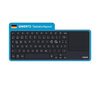 Rapoo E2810M Wireless Keyboard Bluetooth & 2.4G USB Wireless, Touchpad, Multi Device up to 4 Devices, Compact Aluminium Housing Flat, Battery Operated, QWERTZ Layout German, Dark Grey