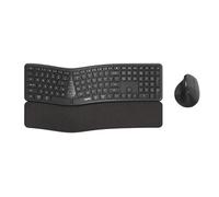 Rapoo I Wireless Keyboard and Mouse - Spanish QWERTY Keyboard, Ergonomic and Quiet, Mouse 2.4 GHz and Bluetooth, 1600 DPI Batteries, Black