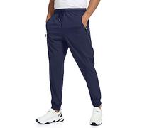 Rapoo Men's Lightweight Joggers Pants Quick Dry Workout Track Running Gym Athletic Pants with 3 Zipper Pockets, Navy, Large