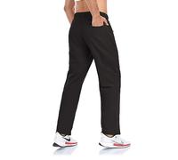 Rapoo Men's Lightweight Pants with Zipper Pockets Quick Dry Workout Athletic Travel Pants, Black, XXL