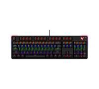 RAPOO V500PRO Full-Size Wired Mechanical Gaming Keyboard, QWERTY US layout, 104 Keys Anti-Ghosting, Rainbow RGB Backlit, Multimedia Hotkeys, Removable Top Case, USB-C, Heavy Duty, Red Switch - Black