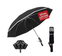 Rappeo 4-in-1 Inverted Travel Umbrella Compact, Automatic Large Umbrellas for Rain & Sun, Portable Windproof Umbrella for Backpack, Reverse Folding Umbrella for UV with Reflective Strips,Lightweight