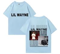 Rapper Lil Wayne Hip Hop Album Graphic T-Shirt for Men and Women Vintage Oversized Street Crew Neck Cotton Short Sleeve T-Shirt XS-3XL-Aqua Blue||L