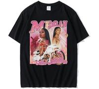 Rapper Megan Thee Stallion Graphics Print T Shirt Men Hip Hop Top Vintage Trend Men T Shirt Cotton Sports Men T Shirt Black