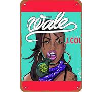 Rapper Wale Featuring J. Cole Blue Red Music Hip Hop Posters 8 x 12 Inches - Vintage Metal Tin Sign for Home Bar Pub Garage Decor Gifts
