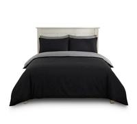 Rapport 180TC Percale Reversible Quilt Cover, Polyester-Cotton, Black/Grey, Single, 200 x 137 x 1 cm