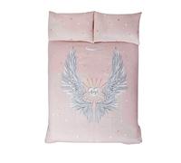 Rapport Angel Wings Glitter Double Duvet Quilt Cover Bedding Set Blush Pink
