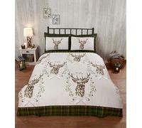 Rapport Angus Stag Reindeer Duvet Cover Bedding Set (Double, Green)
