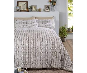 Rapport Buttoned Plait Print Arran Flannelette Duvet Cover, 100% Brushed Cotton, Natural, Single