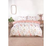 Rapport Camargue Complete Bedding Set, Single, Floral Reversible Duvet Cover with Fitted Sheet and Pillowcase, White/Peach