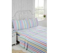 Candy Stripe Pure Cotton Duvet Cover Sheet Set Rapport Home Multi Super King