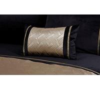 Rapport Capri Black & Gold Velvet Boudoir Cushion - Luxurious Filled Bed & Sofa Accessory - Elegant 30x50cm Decorative Pillow for Home Decor