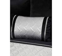 Rapport Capri Filled Boudoir Cushion Bed and Sofa Accessory 30x50cm Black and Silver Velvet