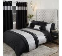 Rapport Capri Quilted Bed Runner Throw Over Spread Black Silver 60x240cm Velvet Luxury