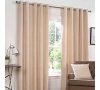 Rapport Chenille Eyelet Lined Curtains, Beige, 46x72 inches