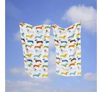 Rapport Coloured Sausage Dog Dachshund Supersoft 100% Cotton Towel, Multi, 70 x 120 cm