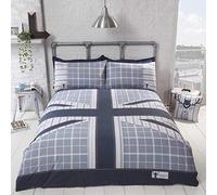 Rapport Cool Britannia Quilt Duvet Cover Bed Set, Denim Blue, King, COOLBR-KING-DENM