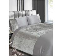 Rapport Crushed Velvet Duvet Cover Set in Light Grey | Size: King Rapport Light Grey King