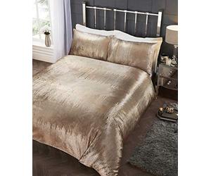 Rapport Crushed Velvet Sequin Duvet Cover Bed Set, Polycotton, King,Gold