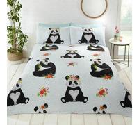 Rapport - Cute Animals Pandas Polka Dots & Flowers Duvet Quilt Cover Bedding Set